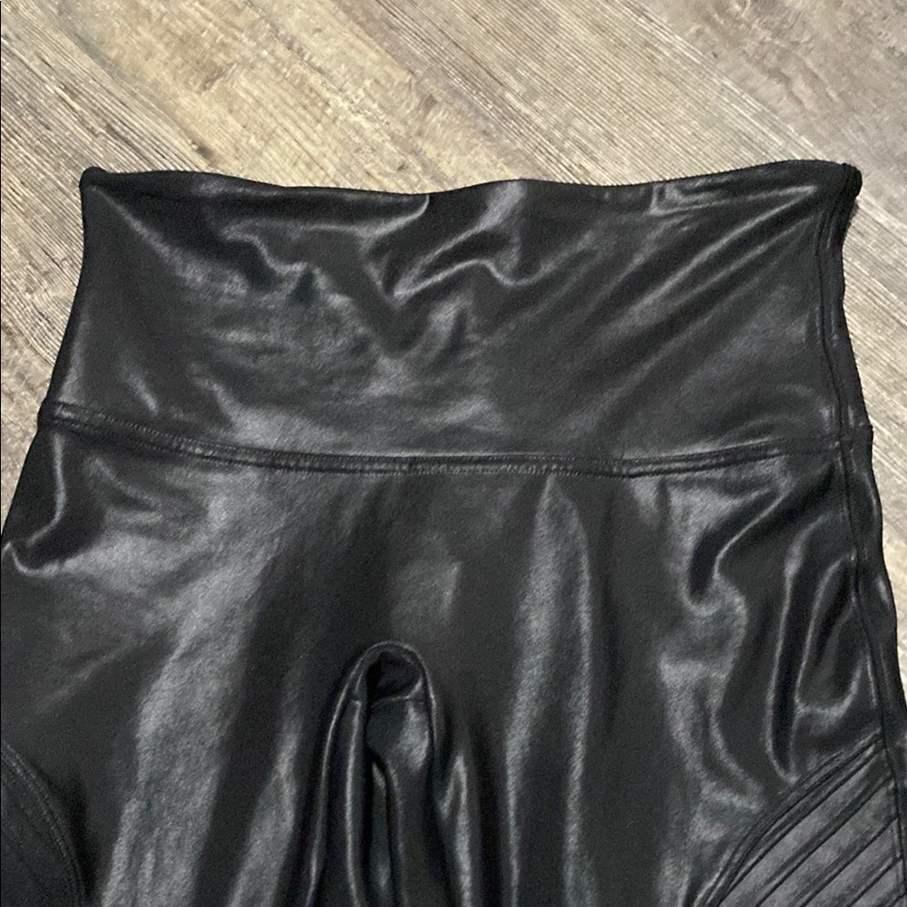 Spanx Moto Faux Leather Black Leggings - Picture 7 of 13